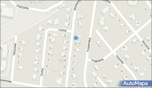 Puławy, Romantyczna, 11a, mapa Puław