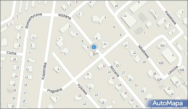 Puławy, Różana, 10, mapa Puław