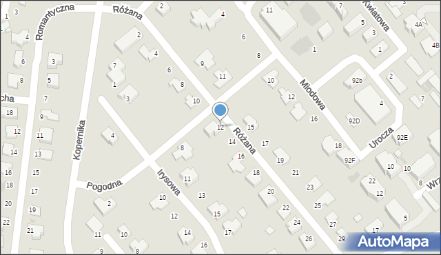 Puławy, Różana, 12, mapa Puław