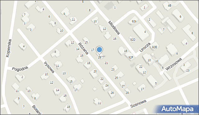 Puławy, Różana, 19, mapa Puław