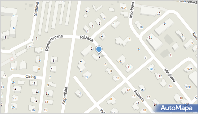 Puławy, Różana, 4, mapa Puław