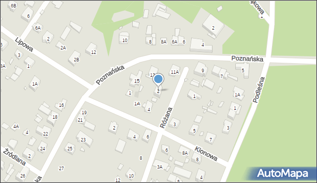 Puszczykowo, Różana, 2, mapa Puszczykowo