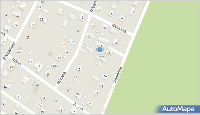 Puszczykowo, Różana, 3, mapa Puszczykowo