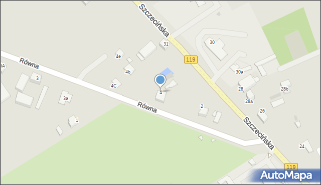 Pyrzyce, Równa, 4, mapa Pyrzyce