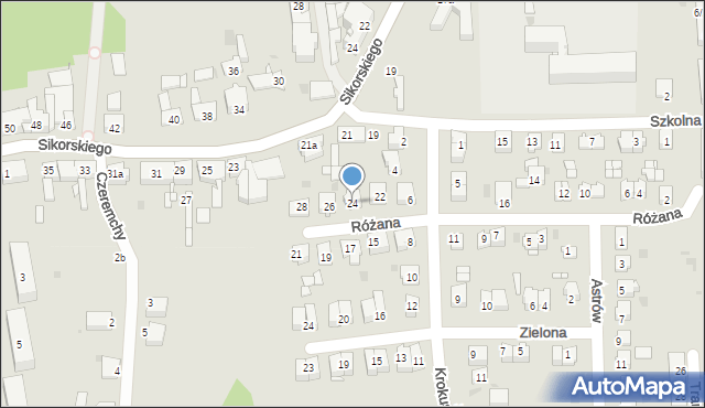 Pyskowice, Różana, 24, mapa Pyskowice