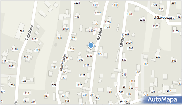 Radziechowy, Różana, 1141, mapa Radziechowy