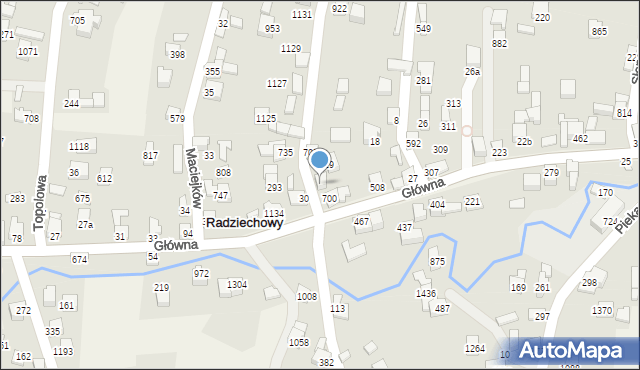 Radziechowy, Różana, 425, mapa Radziechowy