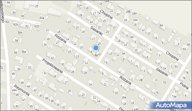 Raszyn, Różana, 8a, mapa Raszyn