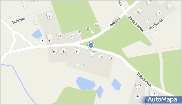 Robakowo, Różana, 1, mapa Robakowo