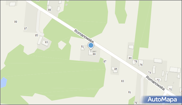 Romanów, Romanowska, 91A, mapa Romanów