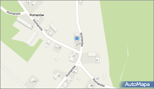 Romanów, Romanów, 11, mapa Romanów