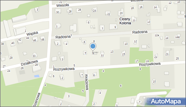 Rosanów, Rozrywkowa, 9, mapa Rosanów