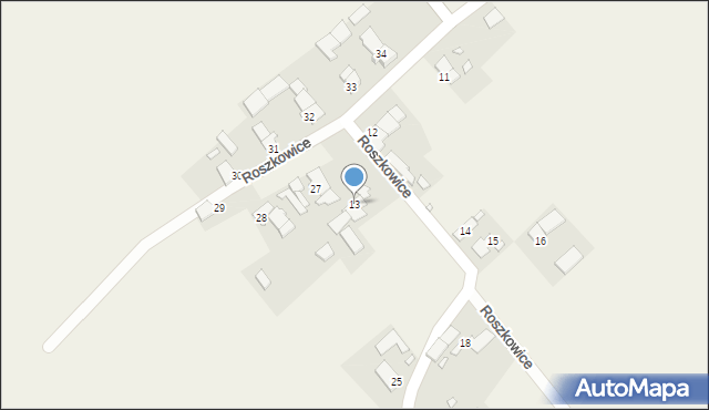 Roszkowice, Roszkowice, 13, mapa Roszkowice