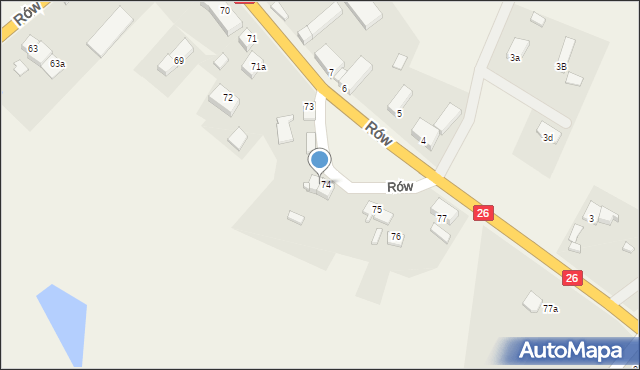 Rów, Rów, 74a, mapa Rów