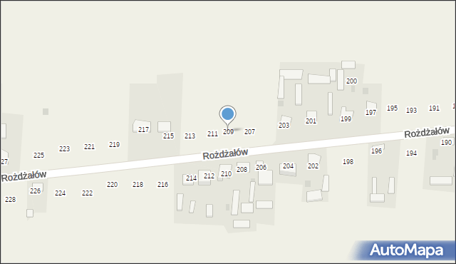 Rożdżałów, Rożdżałów, 209, mapa Rożdżałów