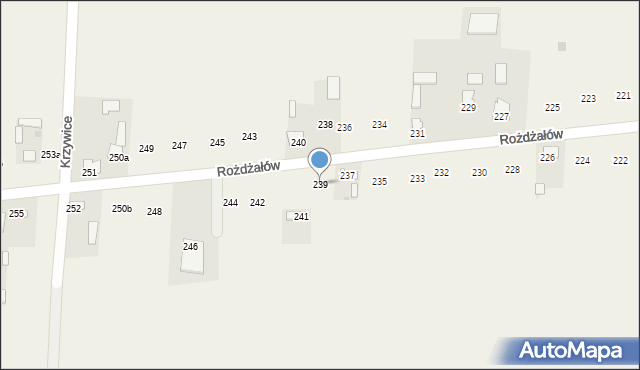 Rożdżałów, Rożdżałów, 239, mapa Rożdżałów