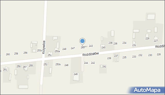 Rożdżałów, Rożdżałów, 245, mapa Rożdżałów