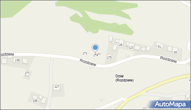 Rozdziele, Rozdziele, 274, mapa Rozdziele