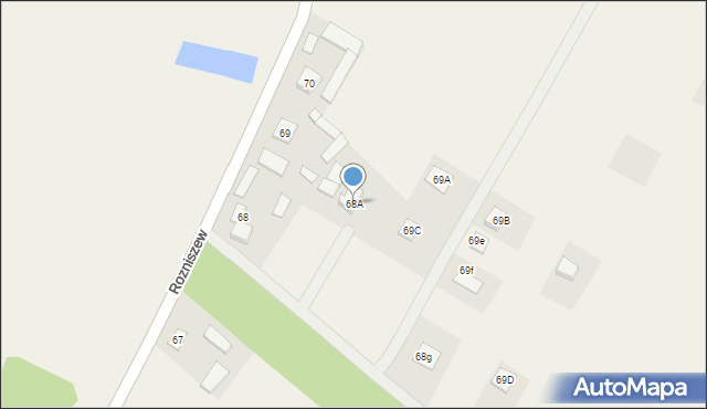 Rozniszew, Rozniszew, 68A, mapa Rozniszew