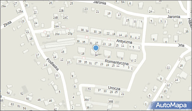Ruda Śląska, Romantyczna, 14, mapa Rudy Śląskiej