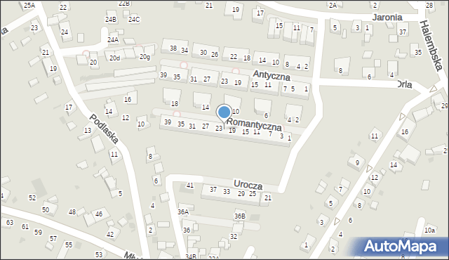 Ruda Śląska, Romantyczna, 21, mapa Rudy Śląskiej