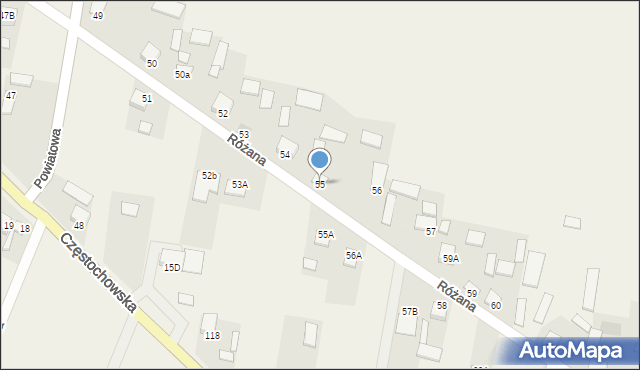 Ruda Strawczyńska, Różana, 13, mapa Ruda Strawczyńska
