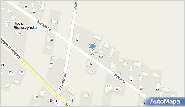Ruda Strawczyńska, Różana, 3, mapa Ruda Strawczyńska