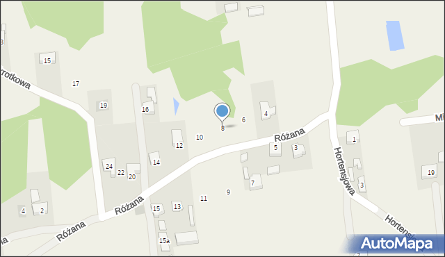 Rumin, Różana, 8, mapa Rumin