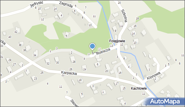 Rychwałdek, Rolnicza, 9, mapa Rychwałdek