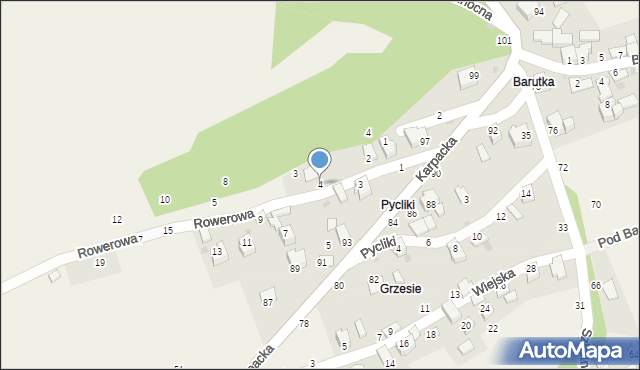 Rychwałdek, Rowerowa, 4, mapa Rychwałdek