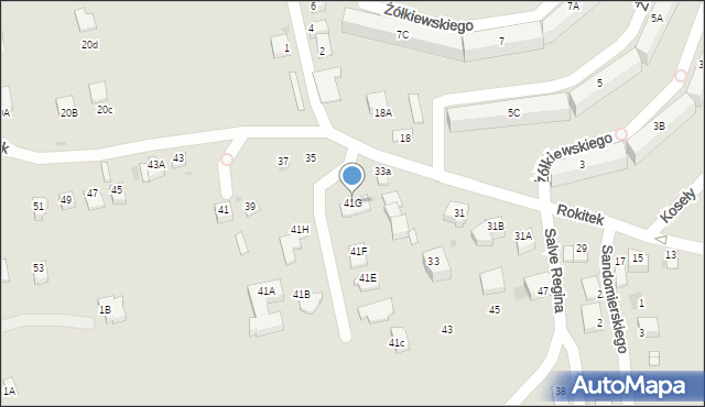 Sandomierz, Rokitek, 41G, mapa Sandomierza