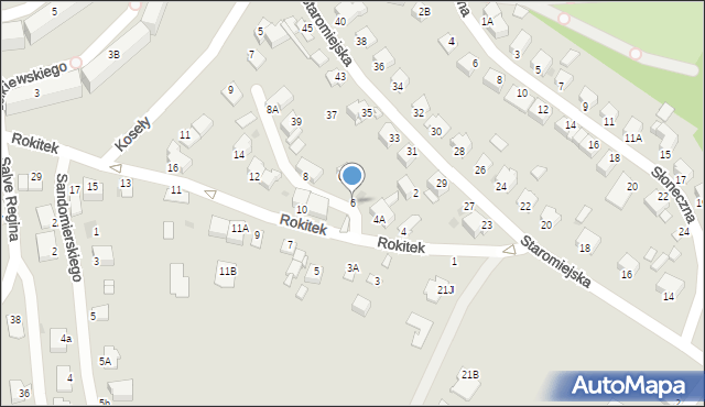 Sandomierz, Rokitek, 6, mapa Sandomierza
