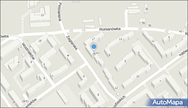 Siedlce, Romanówka, 15, mapa Siedlce