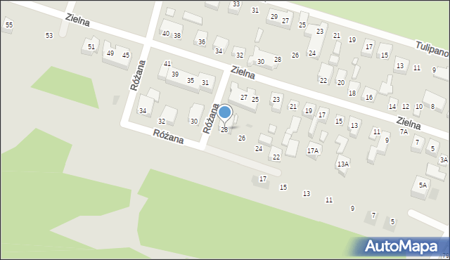 Siedlce, Różana, 28, mapa Siedlce