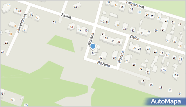 Siedlce, Różana, 34, mapa Siedlce