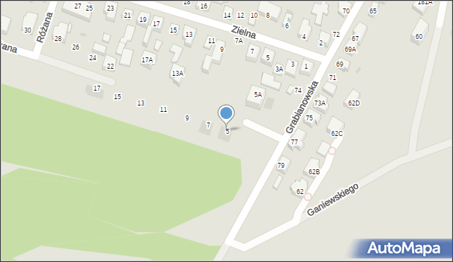 Siedlce, Różana, 5, mapa Siedlce