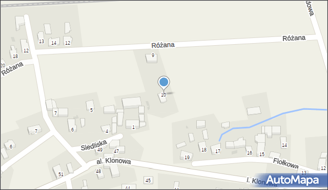 Siedliska, Różana, 10, mapa Siedliska