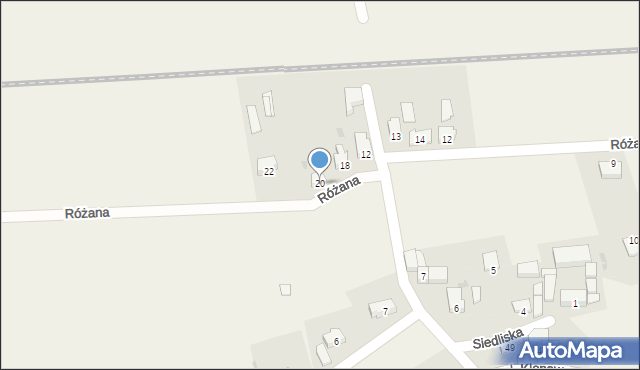 Siedliska, Różana, 20, mapa Siedliska