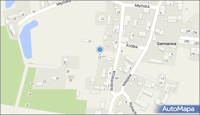 Siemianice, Robotnicza, 11, mapa Siemianice