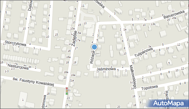 Skierniewice, Różana, 9, mapa Skierniewic