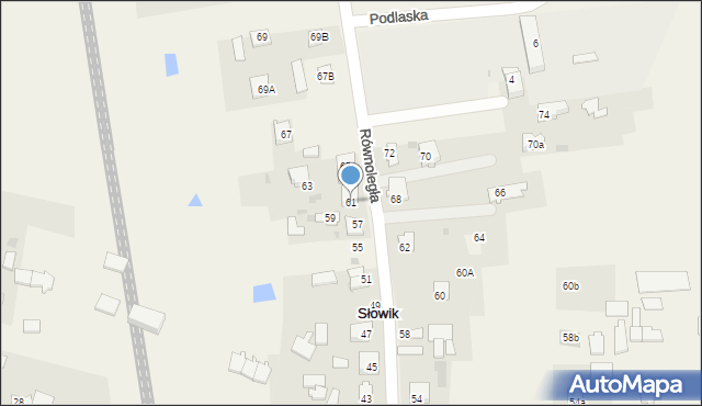 Słowik, Równoległa, 61, mapa Słowik
