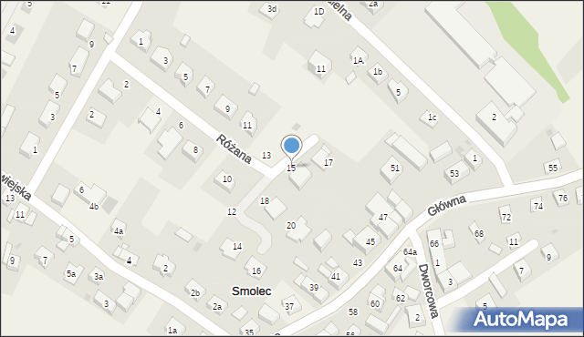 Smolec, Różana, 15, mapa Smolec