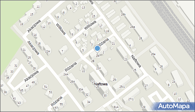 Sosnowiec, Różana, 2A, mapa Sosnowca