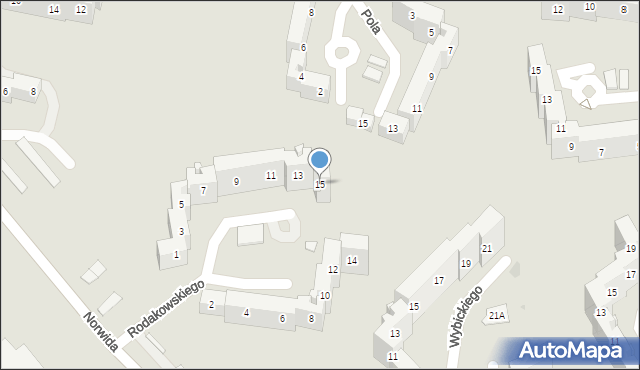 Sosnowiec, Rodakowskiego Henryka, 15, mapa Sosnowca