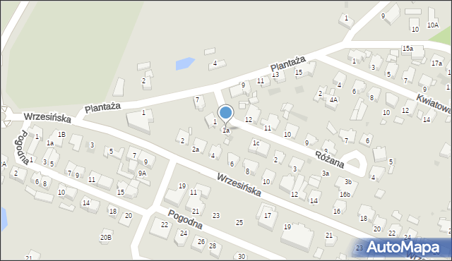 Środa Wielkopolska, Różana, 1a, mapa Środa Wielkopolska