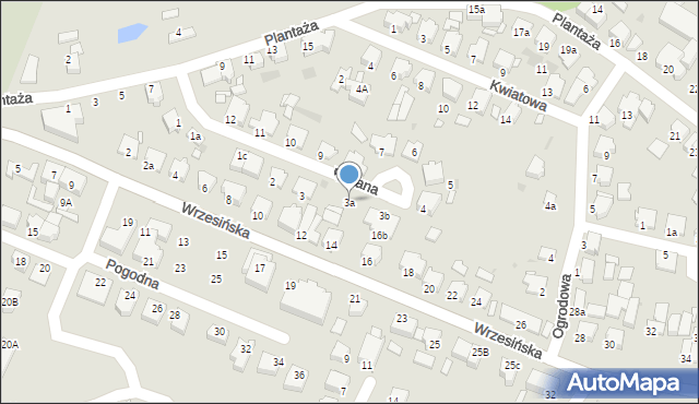 Środa Wielkopolska, Różana, 3a, mapa Środa Wielkopolska