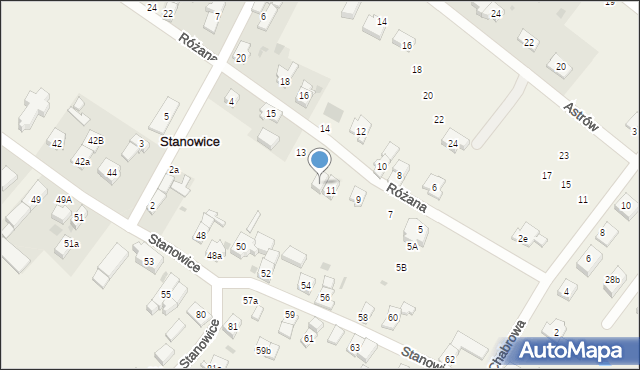 Stanowice, Różana, 11a, mapa Stanowice