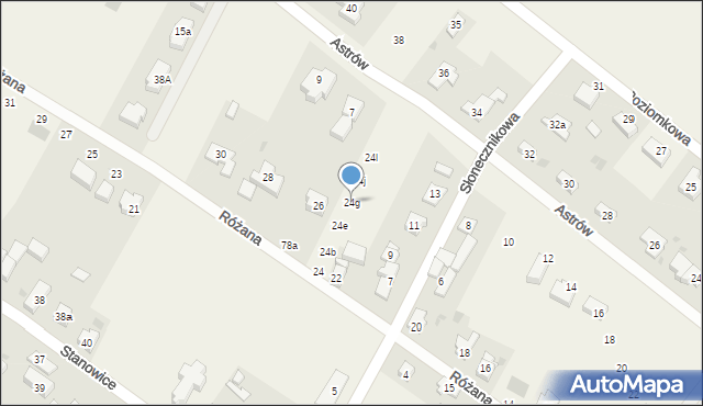 Stanowice, Różana, 24g, mapa Stanowice