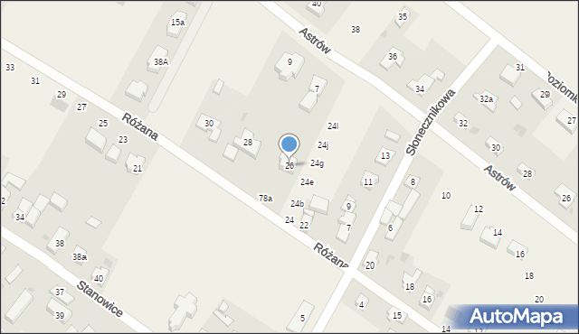Stanowice, Różana, 26, mapa Stanowice
