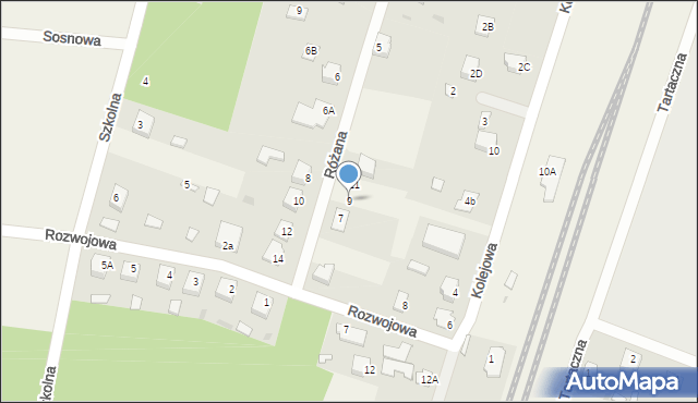Stare Bosewo, Różana, 9, mapa Stare Bosewo